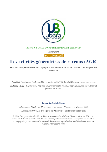 Couverture : Activités génératrices de revenus